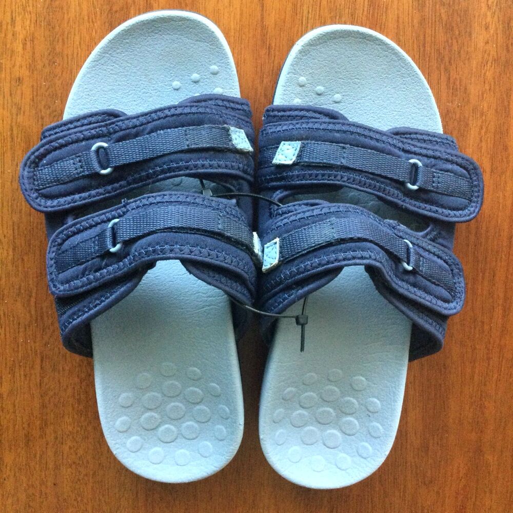 Vionic Sarah Slide Sandals Womens Size 6.5-7 Adjustable Straps Blue Orthoheel